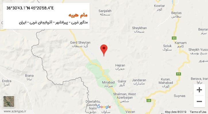 روستای مام هیبه بر روی نقشه