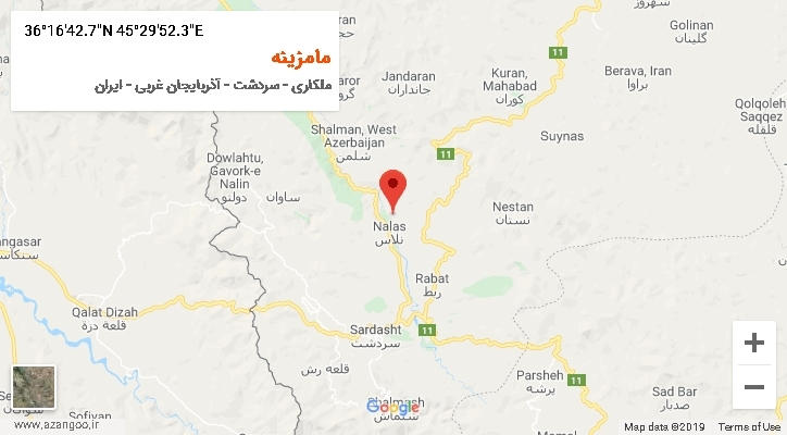 روستای مامزینه بر روی نقشه