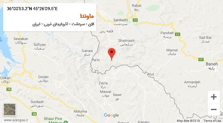 روستای ماوندا بر روی نقشه