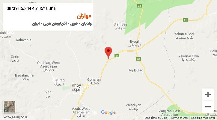 روستای مهلزان بر روی نقشه