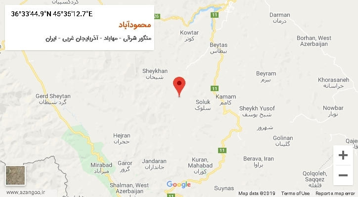 روستای محمودآباد بر روی نقشه