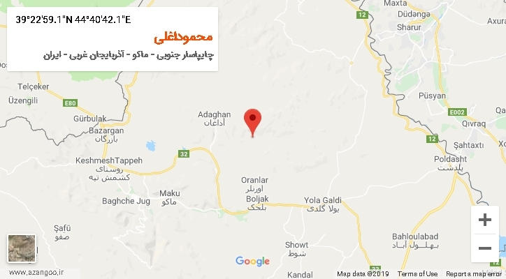 روستای محموداغلی بر روی نقشه