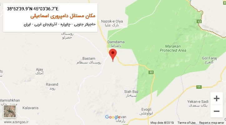 روستای مکان مستقل دامپروری اسماعیلی بر روی نقشه