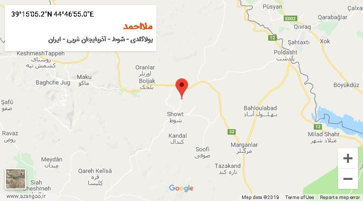 روستای ملااحمد بر روی نقشه