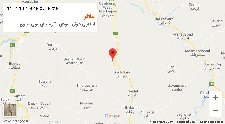 روستای ملالر بر روی نقشه