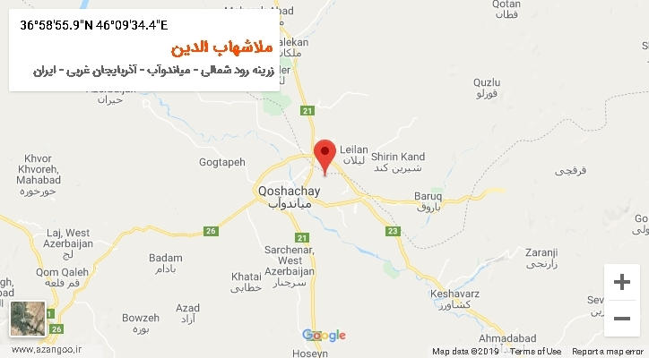 روستای ملاشهاب الدین بر روی نقشه
