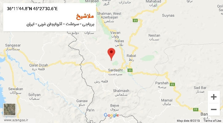 روستای ملاشیخ بر روی نقشه