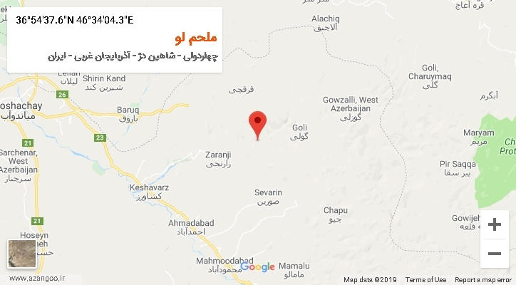 روستای ملحم لو بر روی نقشه