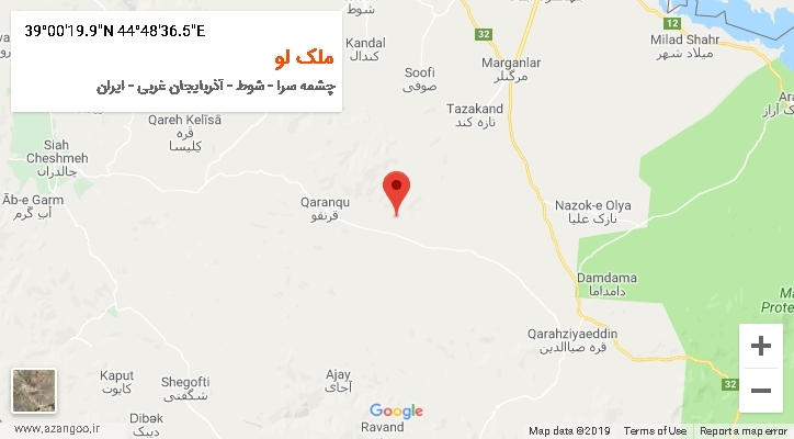 روستای ملک لو بر روی نقشه