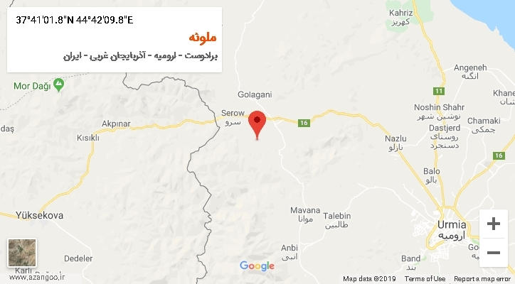 روستای ملونه بر روی نقشه
