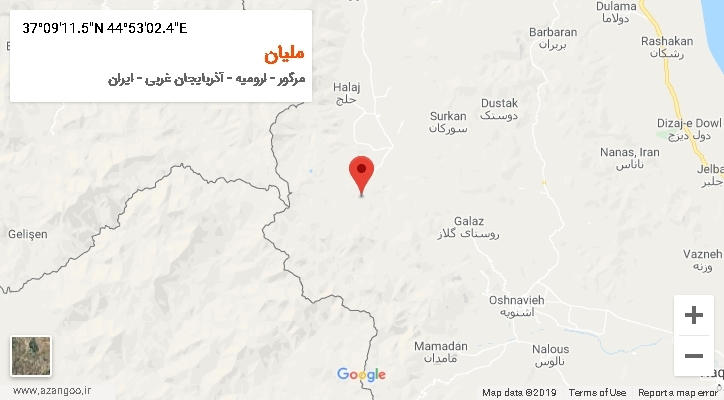 روستای ملیان بر روی نقشه