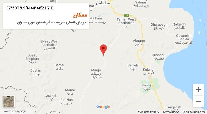 روستای ممکان بر روی نقشه
