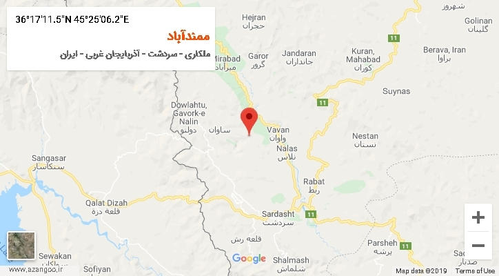 روستای ممندآباد بر روی نقشه