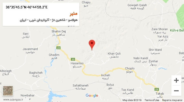 روستای منبر بر روی نقشه