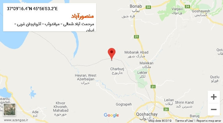 روستای منصورآباد بر روی نقشه
