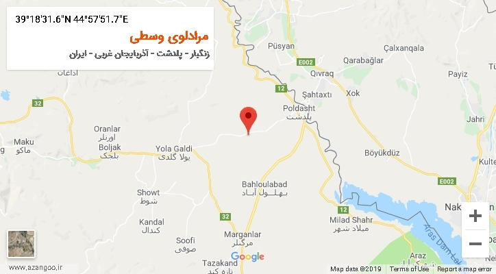 روستای مرادلوی وسطی بر روی نقشه