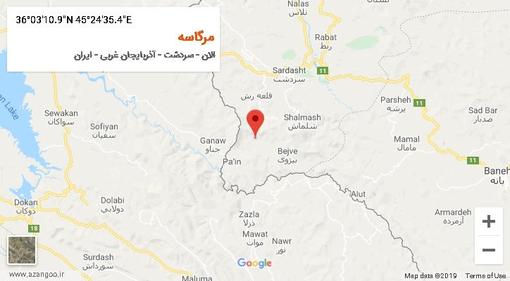 روستای مرگاسه بر روی نقشه