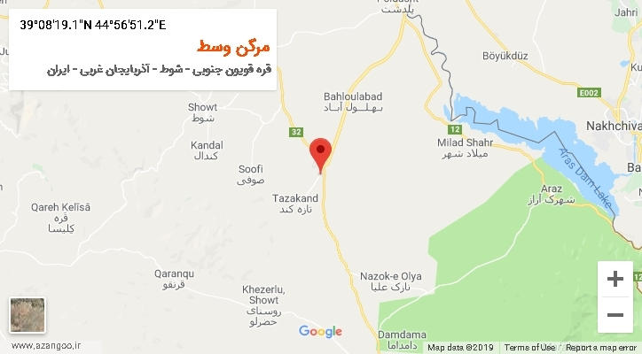 روستای مرگن وسط بر روی نقشه