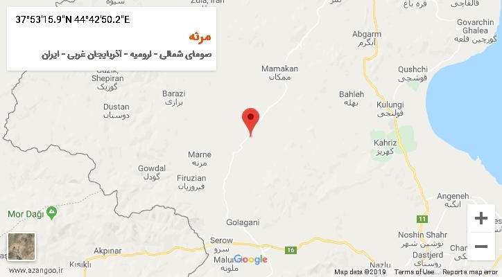روستای مرنه بر روی نقشه