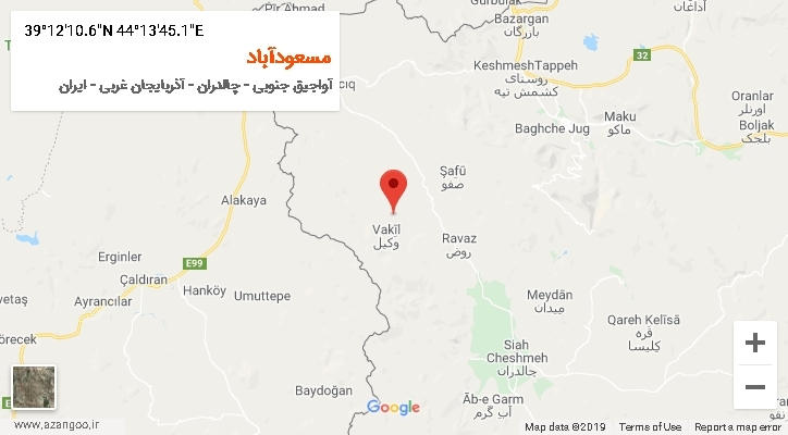 روستای مسعودآباد بر روی نقشه