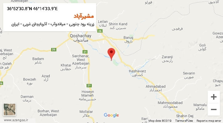 روستای مشیرآباد بر روی نقشه