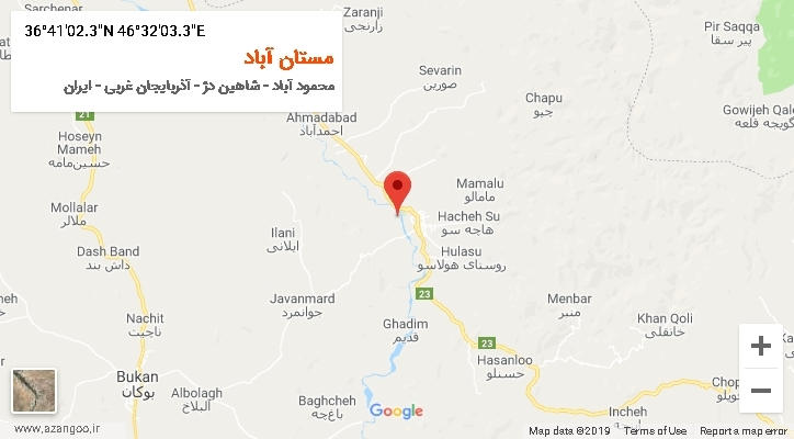 روستای مستان آباد بر روی نقشه