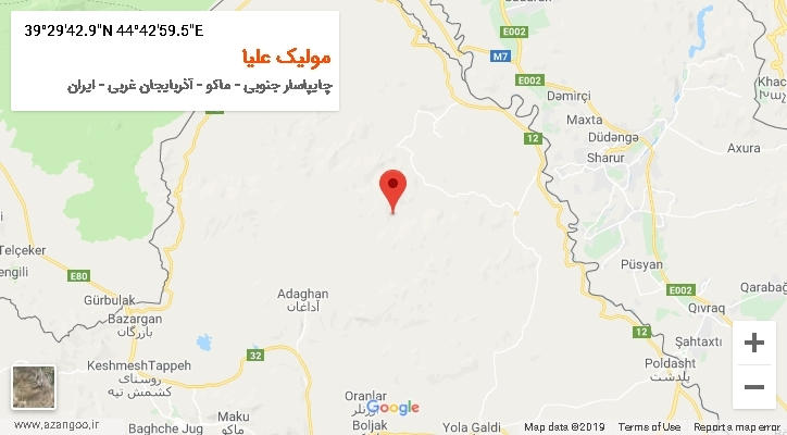روستای مولیک علیا بر روی نقشه