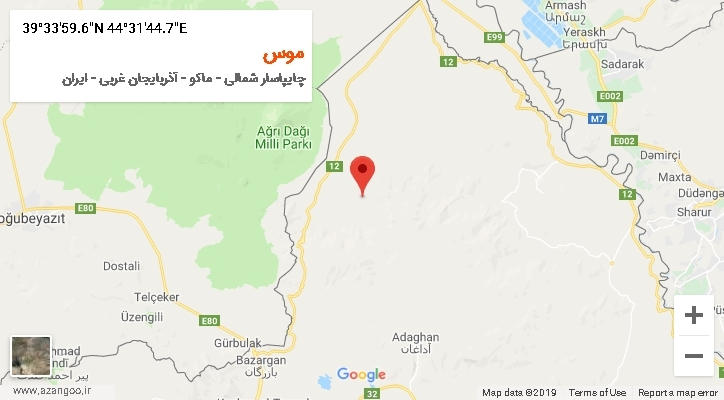 روستای موس بر روی نقشه