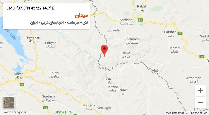 روستای میدان بر روی نقشه