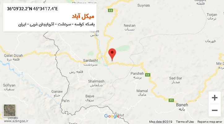 روستای میکل آباد بر روی نقشه