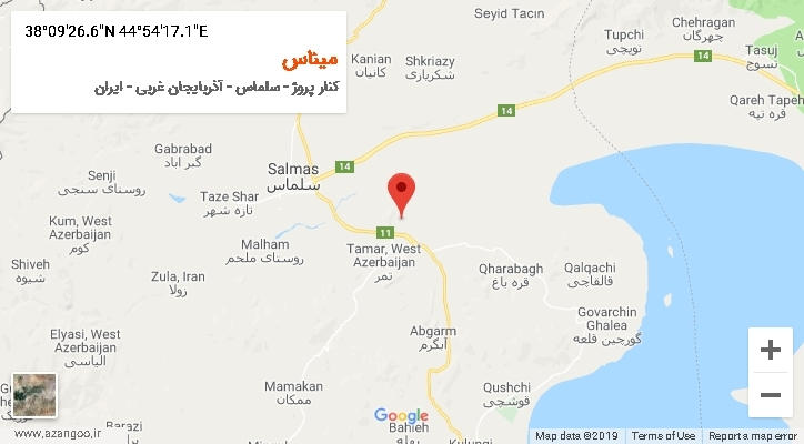 روستای میناس بر روی نقشه