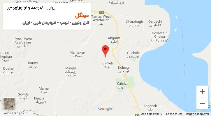 روستای مینگل بر روی نقشه
