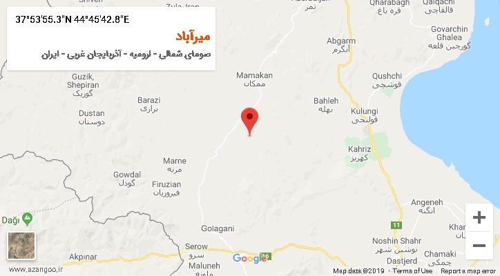 روستای میرآباد بر روی نقشه