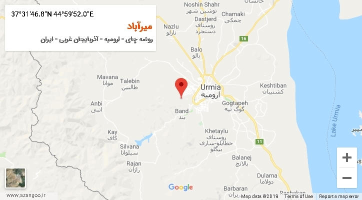 روستای میرآباد بر روی نقشه