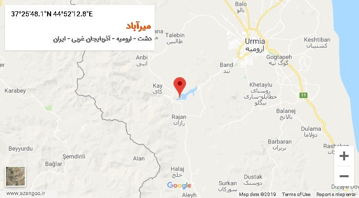 روستای میرآباد بر روی نقشه