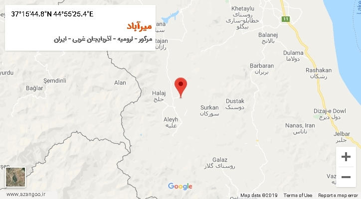روستای میرآباد بر روی نقشه