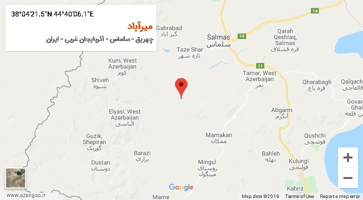 روستای میرآباد بر روی نقشه