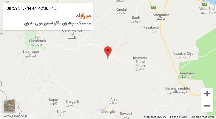 روستای میرآباد بر روی نقشه