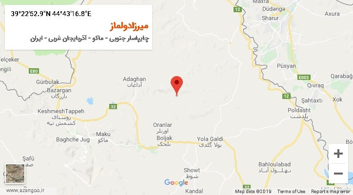 روستای میرزادولماز بر روی نقشه