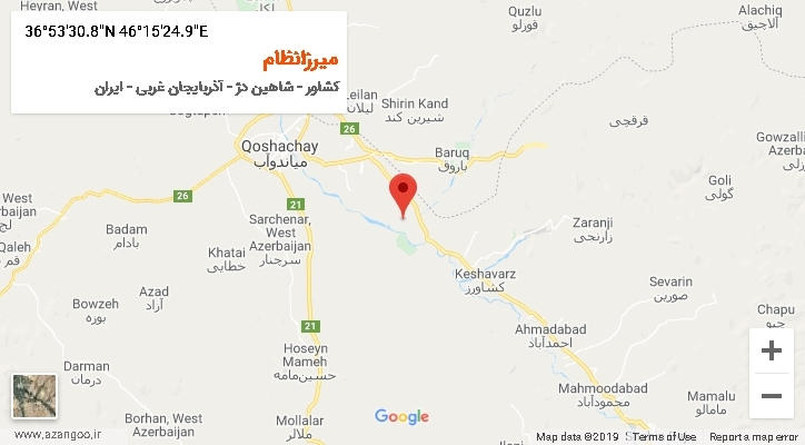 روستای میرزانظام بر روی نقشه