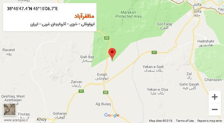 روستای مظفرآباد بر روی نقشه