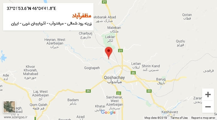 روستای مظفرآباد بر روی نقشه