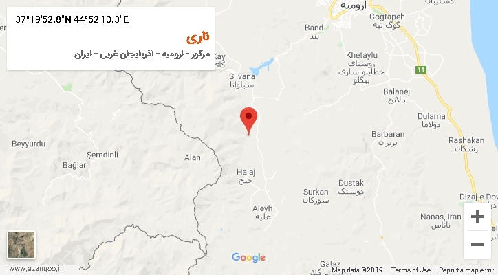 روستای ناری بر روی نقشه