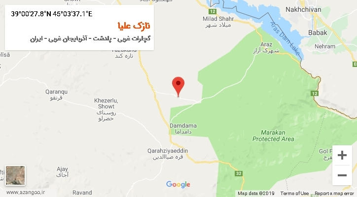 روستای نازک علیا بر روی نقشه