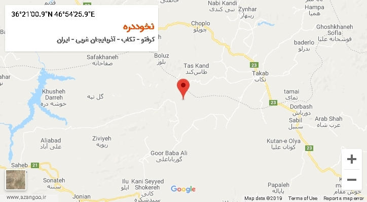 روستای نخوددره بر روی نقشه