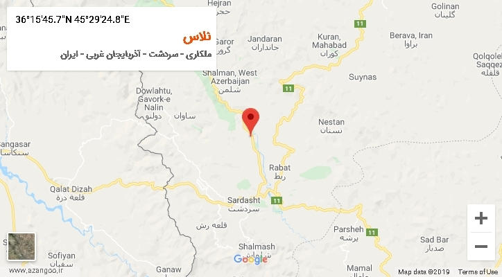روستای نلاس بر روی نقشه