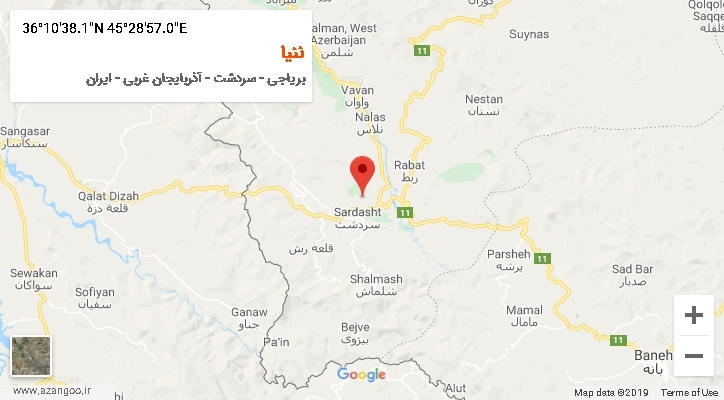 روستای ننیا بر روی نقشه