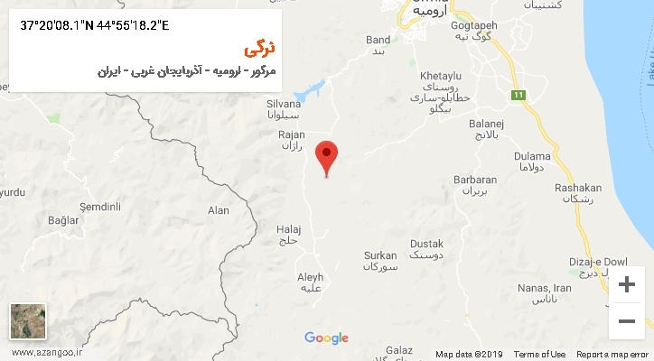 روستای نرگی بر روی نقشه