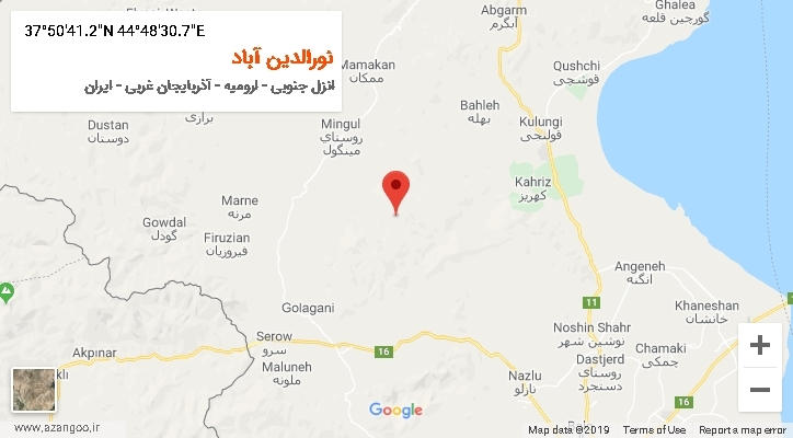 روستای نورالدین آباد بر روی نقشه