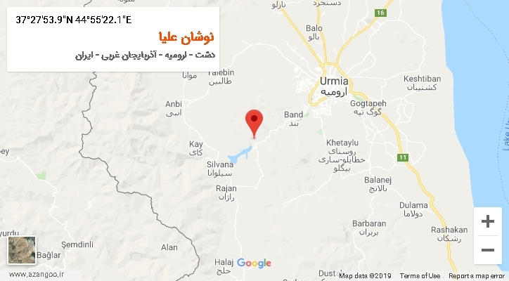 روستای نوشان علیا بر روی نقشه